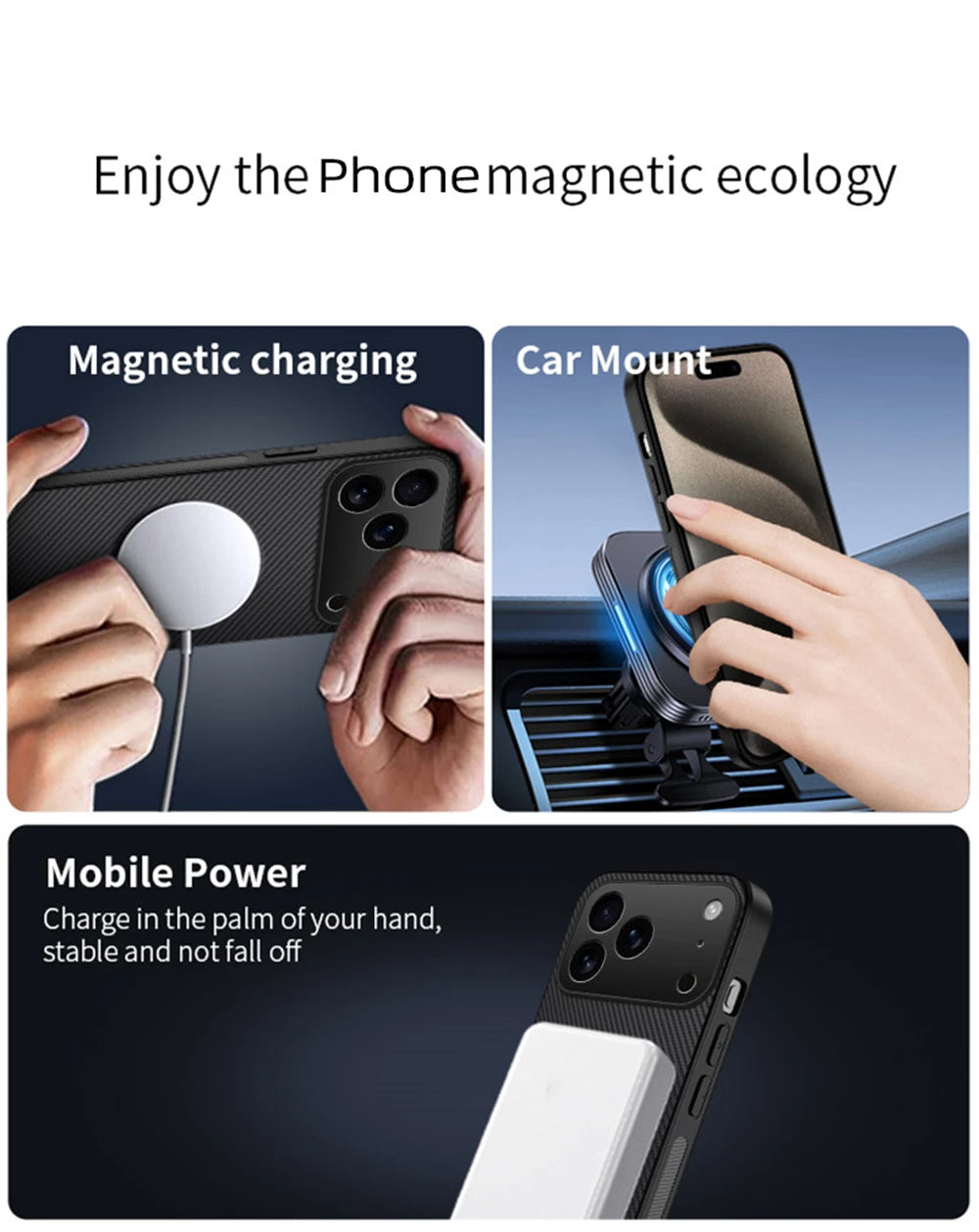 magnetic leather carbon fiber case